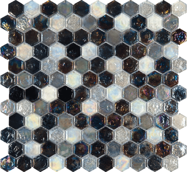 Picture of Bati Orient - Mix Mosaic Hexagon Black Grey White-Grey Glass