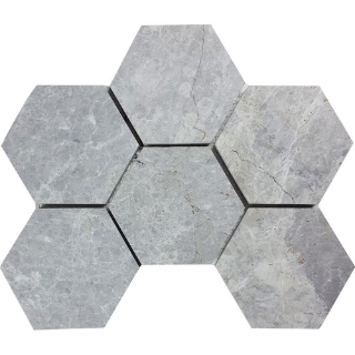 Picture of Tesoro - Pietra Antica Antiqued Stones Hexagon Mosaic 4 Nuvoloso