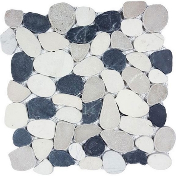 Picture of Tesoro - Ocean Stones Sliced Mosaic Black White Tan