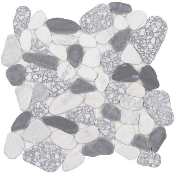 Picture of Tesoro - Ocean Stones Sliced Mosaic Terrazzo Carrara Nero Smoke