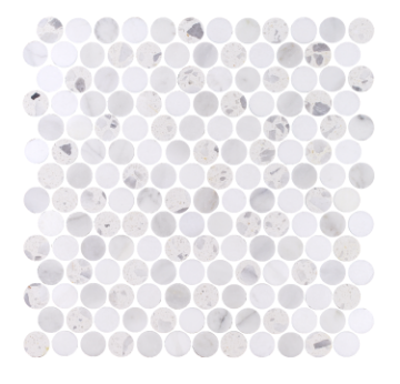 Picture of Tesoro - Venice Penny Round Mosaic Blue Thassos Carrara