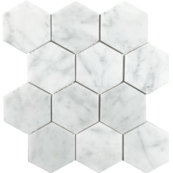 Picture of Tesoro - Metropolitan Stone Hexagon Mosaic White Cararra Large