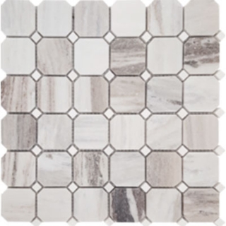 Picture of Tesoro - Pietra Antica Antiqued Stones Octagon Dot Mosaic Skyline