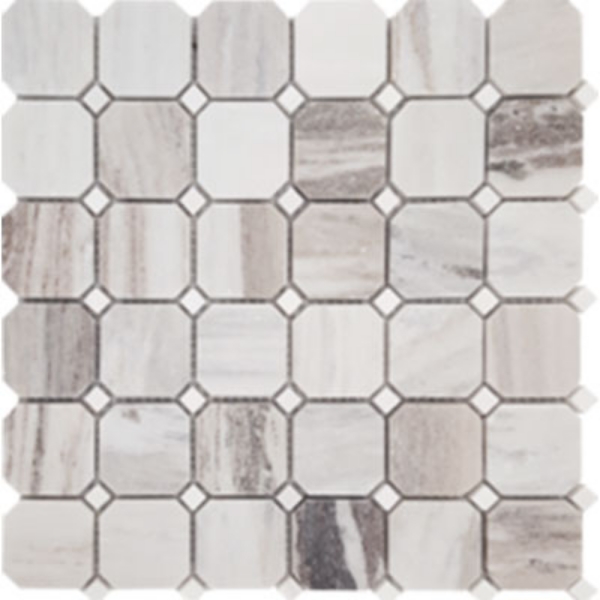 Picture of Tesoro - Pietra Antica Antiqued Stones Octagon Dot Mosaic Skyline