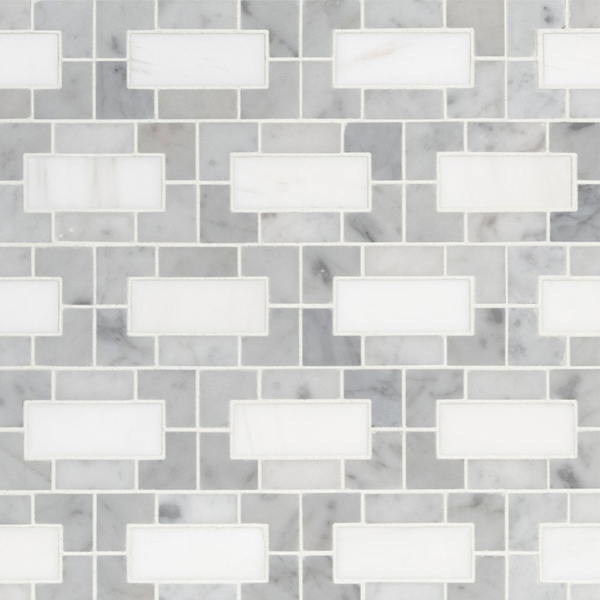 Picture of MS International - Marble Mosaics Geometrica Bianco Dolomite Lynx