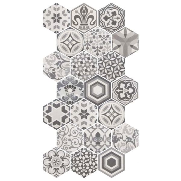 Picture of Equipe - Hexatile Harmony Decos Harmony Black and White