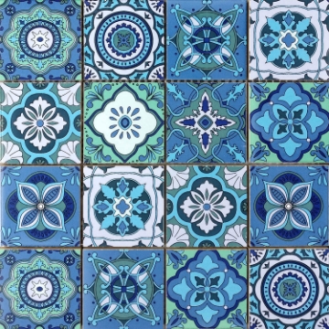 Picture of Bati Orient - Ceramic Patchwork Square Blue Mix