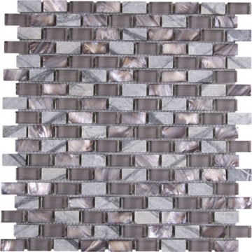 Picture of Bati Orient - Mother of Pearl Glass Marble Taupe Grey Mix Brick