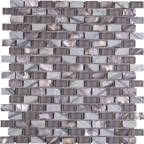 Picture of Bati Orient - Mother of Pearl Glass Marble Taupe Grey Mix Brick
