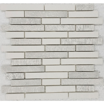 Picture of Bati Orient - Fabric Print Patchwork Baguette Mosaic Super White Grey Mix