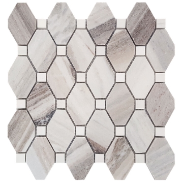 Picture of Tesoro - Pietra Antica Select Polished Travertine Elongated Hex Mosaic Skyline
