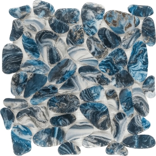 Picture of Bati Orient - Pebbles Reconstituted Decorated Grey Blue Mix Shiny