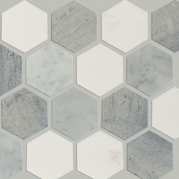 Picture of Shaw Floors - Chateau Hexagon Bianco Carrara Blue Grigio Thassos
