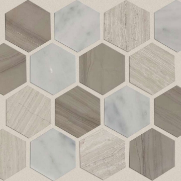 Picture of Shaw Floors - Chateau Hexagon Bianco Carrara Rockwood Urban Grey