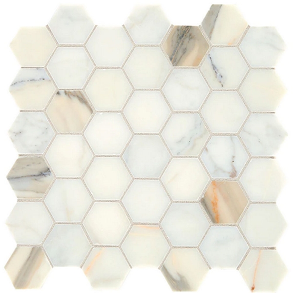 Picture of Daltile - Marble 2 Hex Mosaics Honed Calacatta Gold