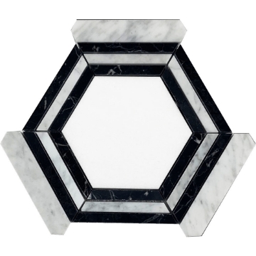 Picture of Tesoro - Metropolitan Waterjet Bexagon Thassos Bianco Carrara Nero