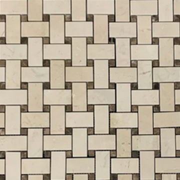 Picture of Elon Tile & Stone - Basketweave Mosaics Crema Marfil Dark Emperador Dot Polished