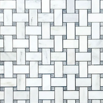 Picture of Elon Tile & Stone - Basketweave Mosaics Pearl White Pacific Gray Dot Polished