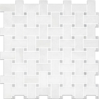 Picture of Elon Tile & Stone - Basketweave Mosaics White Thassos Mystic Gray Dot Polished