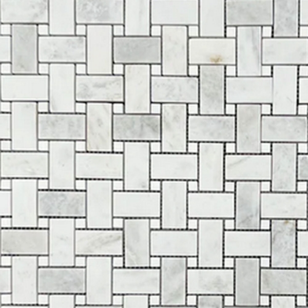 Picture of Elon Tile & Stone - Basketweave Mosaics Bianco Oro White Thassos Dot Honed