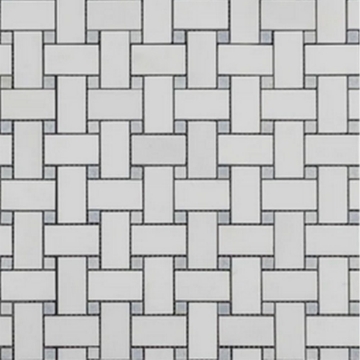 Picture of Elon Tile & Stone - Basketweave Mosaics White Thassos Blue Celeste Dot Polished