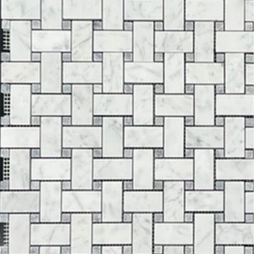 Picture of Elon Tile & Stone - Basketweave Mosaics Bianco Carrara Pacific Gray Dot Honed