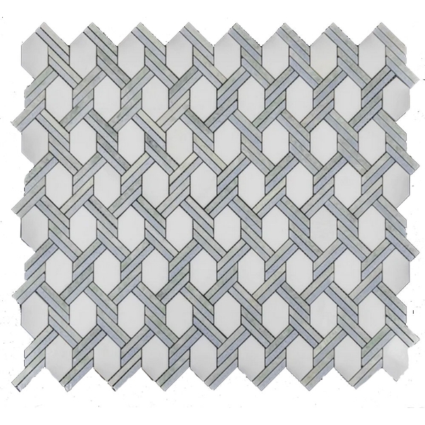 Picture of Elon Tile & Stone - Captiva Mosaics White Thassos Blue Celeste Ming Green