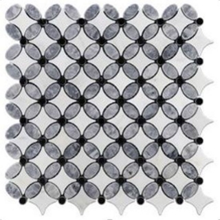 Picture of Elon Tile & Stone - Fleur Mosaics Pacific Gray Pearl White Black