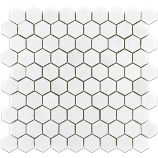 Picture of Elon Tile & Stone - Hexagon Mosaics 1 1/4 White Thassos Polished