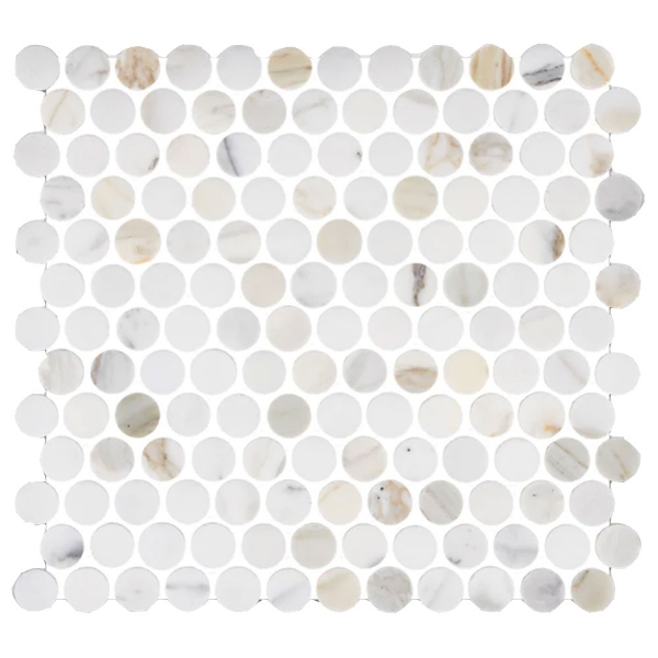 Picture of Elon Tile & Stone - 1 Rounds Mosaics Calacatta Gold Honed