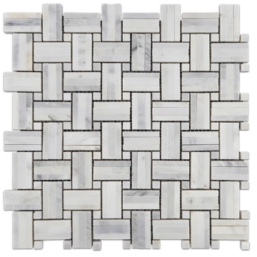 Picture of Elon Tile & Stone - Tri-Weave Mosaics Pearl White Honed
