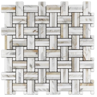Picture of Elon Tile & Stone - Tri-Weave Mosaics Calacatta Gold Polished
