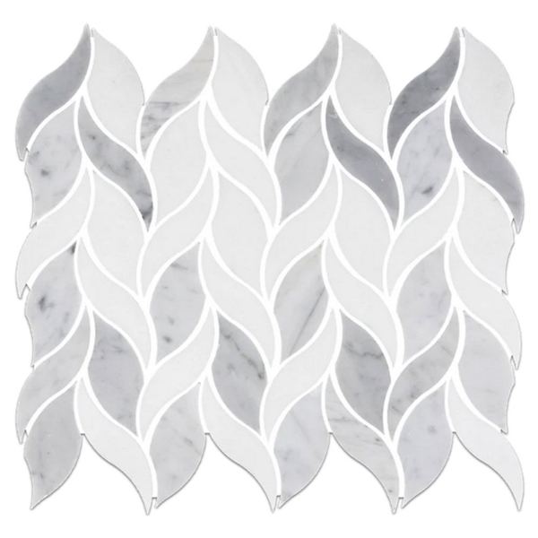 Picture of Elon Tile & Stone - Petal Mosaics White Thassos Carrara Honed