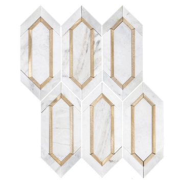 Picture of Elon Tile & Stone - Aluminum Picket Bianco Oro Gold Honed