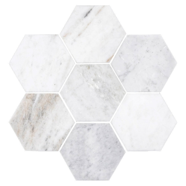Picture of Elon Tile & Stone - Hexagon Mosaics 5 Bianco Oro Honed