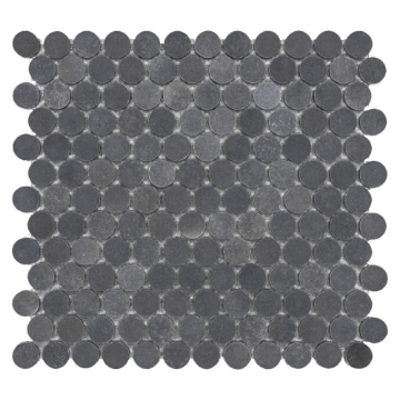 Picture of Elon Tile & Stone - 1 Rounds Mosaics Grey Basalt Honed