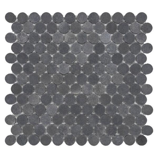 Picture of Elon Tile & Stone - 1 Rounds Mosaics Grey Basalt Honed