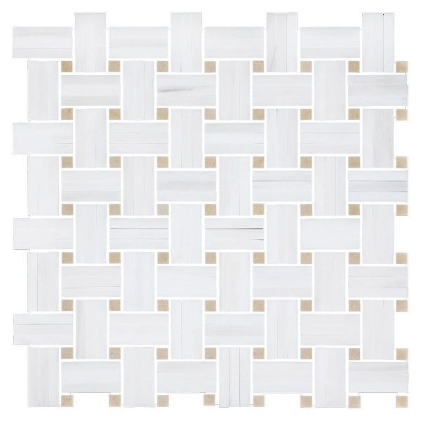 Picture of Elon Tile & Stone - Tri-Weave Mosaics Dolomite Crema Marfil Honed