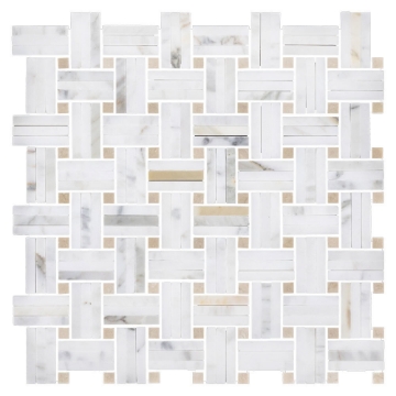 Picture of Elon Tile & Stone - Tri-Weave Mosaics Calacatta Gold Crema Marfil Honed