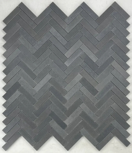Picture of Elon Tile & Stone - Herringbone Mosaics 1 x 4 Grey Basalt Honed