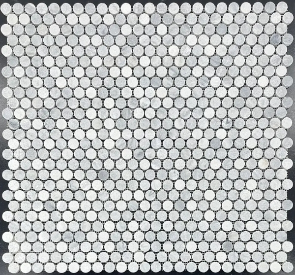 Picture of Elon Tile & Stone - 1 Rounds Mosaics Blue Mist Honed