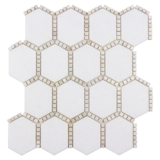 Picture of Anthology Tile - The Finish Line Jeweled Hex Mosaic Jeweled Hex Pale Beige