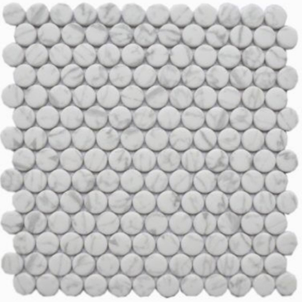 Picture of Arvex - Enameled Glass Mosaics Carrara Penny Round