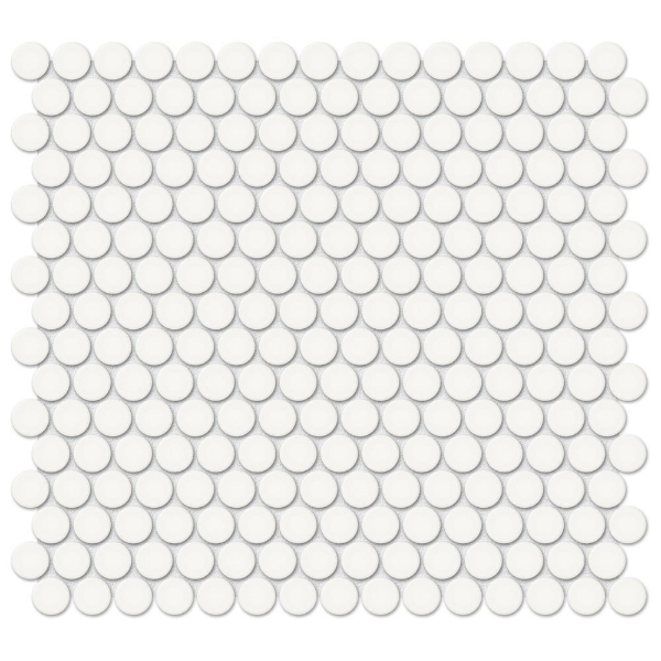 Picture of Tesoro - Soho Penny Round Mosaic Canvas White Glossy