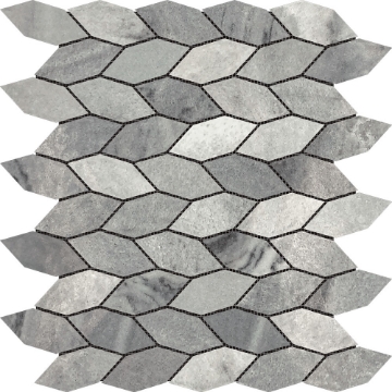 Picture of Bati Orient - Marble Elongated Hexagon Ice Grey Leaves