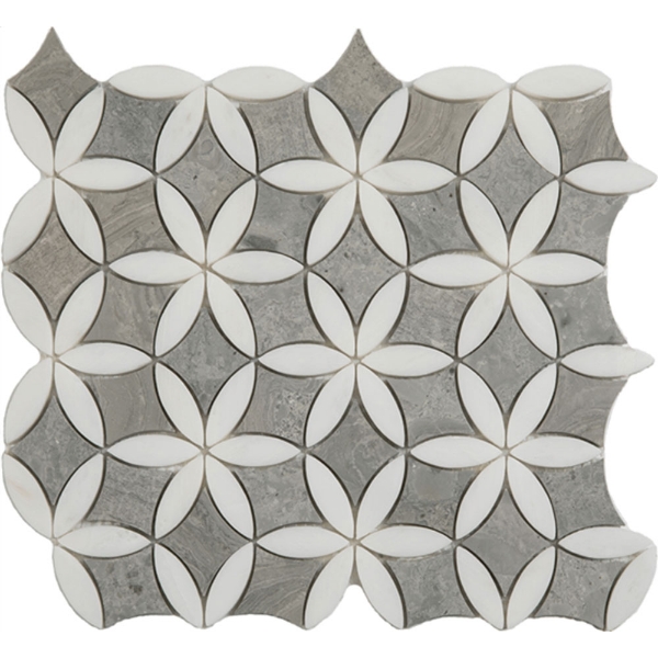 Picture of Happy Floors - Stone and Marble Flora Wooden Silver Paper White