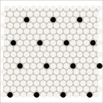Picture of Daltile - Color Wheel Mosaic Penny Round Arctic White Black Dot