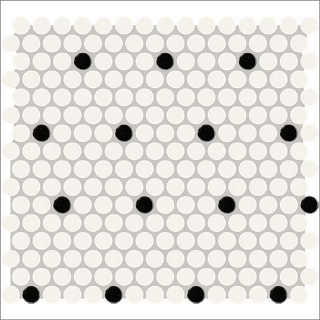 Picture of Daltile - Color Wheel Mosaic Penny Round Matte Arctic White Black Dot