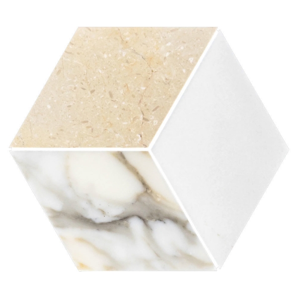 Picture of Elon Tile & Stone - Trillium Mosaics White Thassos with Calacatta & Crema Marfil