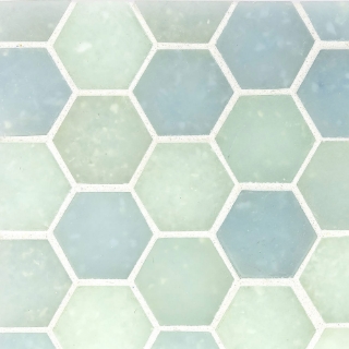 Picture of Ceramica Etc - Liquid Glass Small Hexagons Carribean Blend